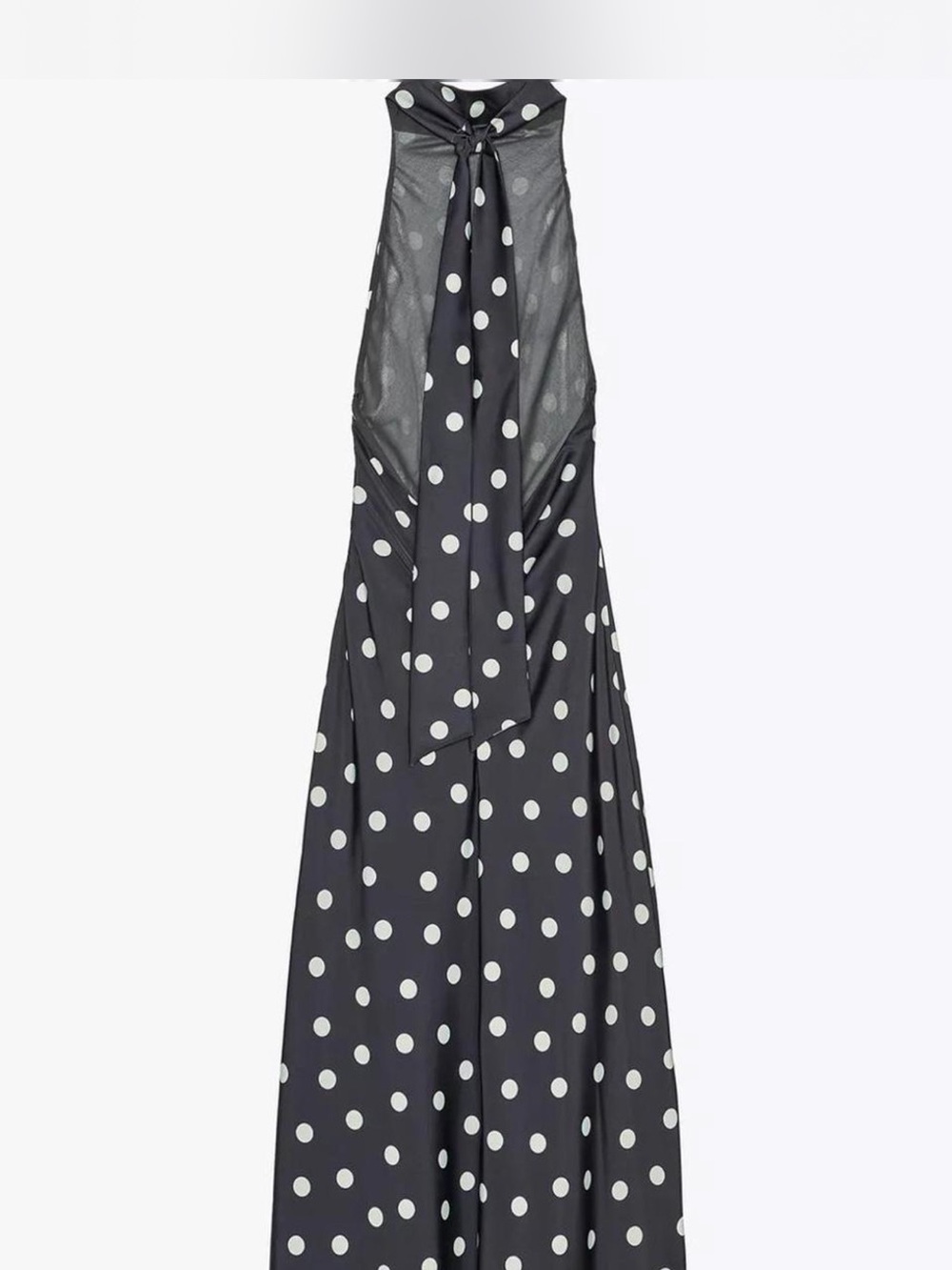 Zara Black Polka Dot Backless Halter Midi Dress - Picture 4 of 8